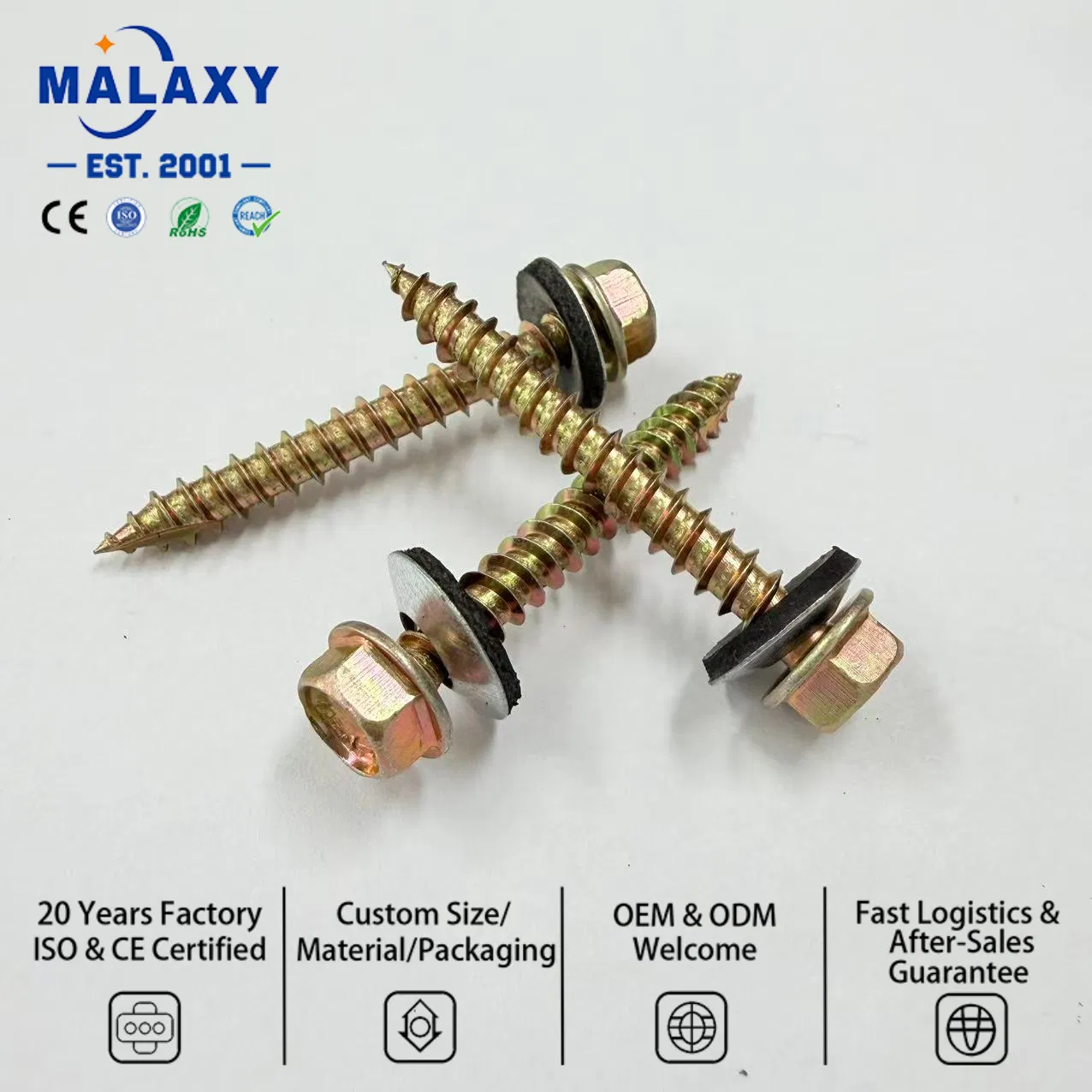Malaxy Customizable 304 Stainless Steel Hex Head Self Tapping Wood Screw