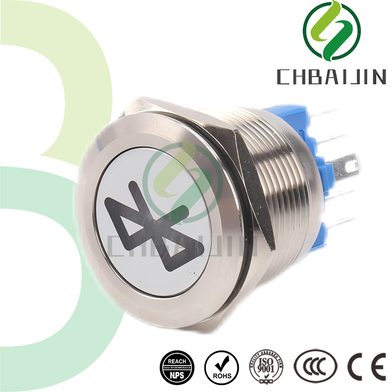 Tailored Bluetooth Symbol Metal Button Ring for Easy Control