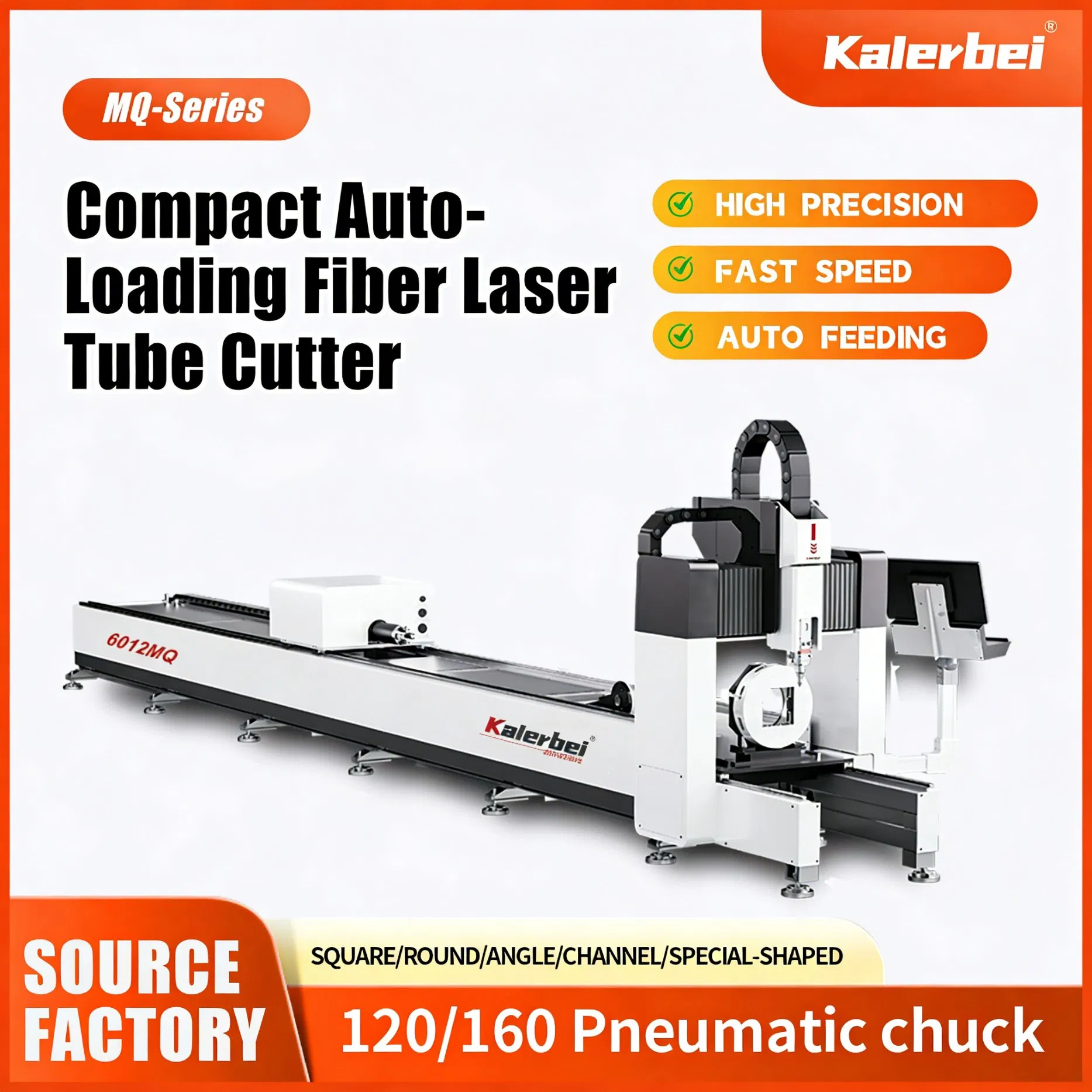1500W-3000W Double Pneumatic Chucks Full Automatic Loading Fiber Laser Tube Cutting Machine for Stainless Steel, Copper & Aluminum Pipe
