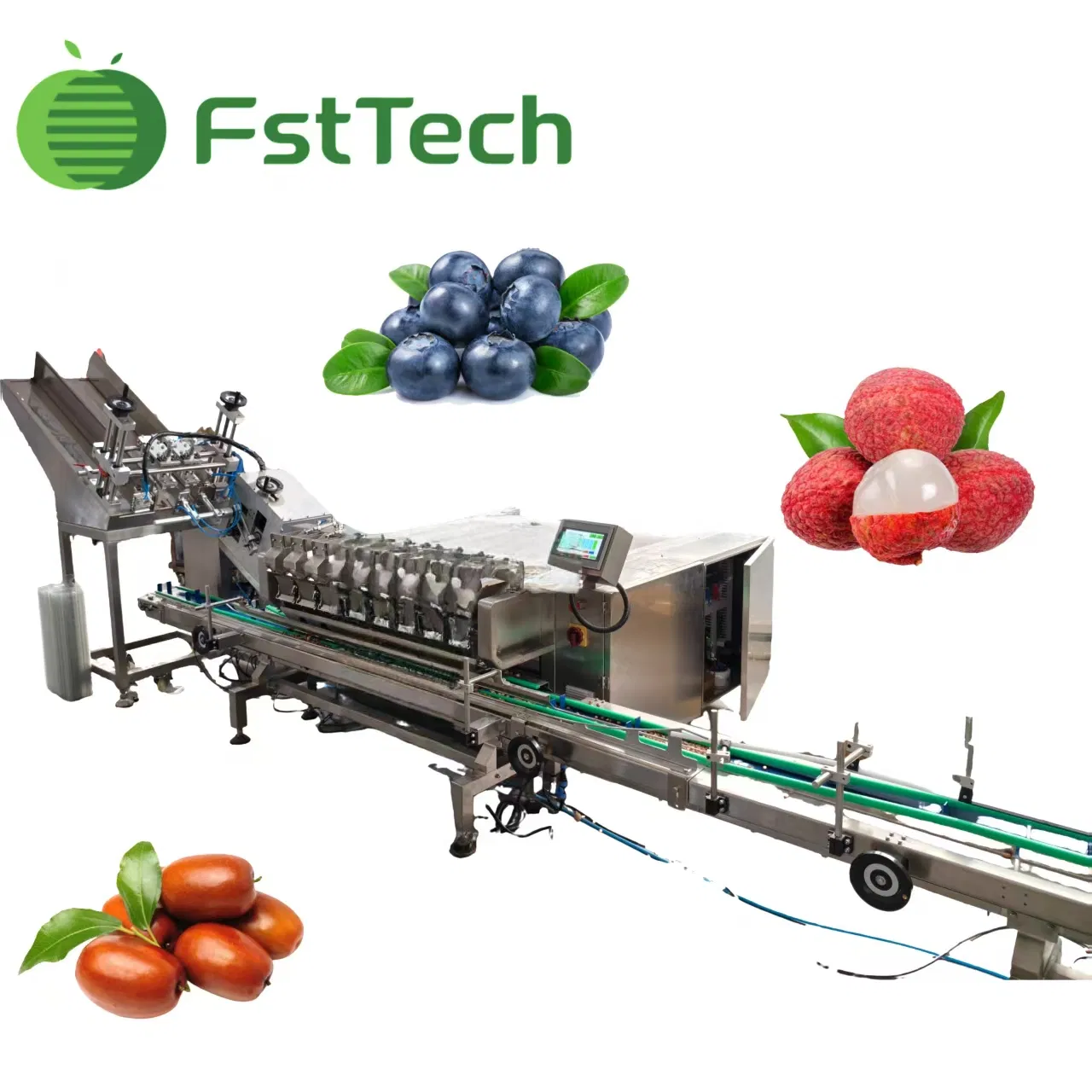 Komplette Obstverpackungslinie mit Mehrkopf-Linearwaage