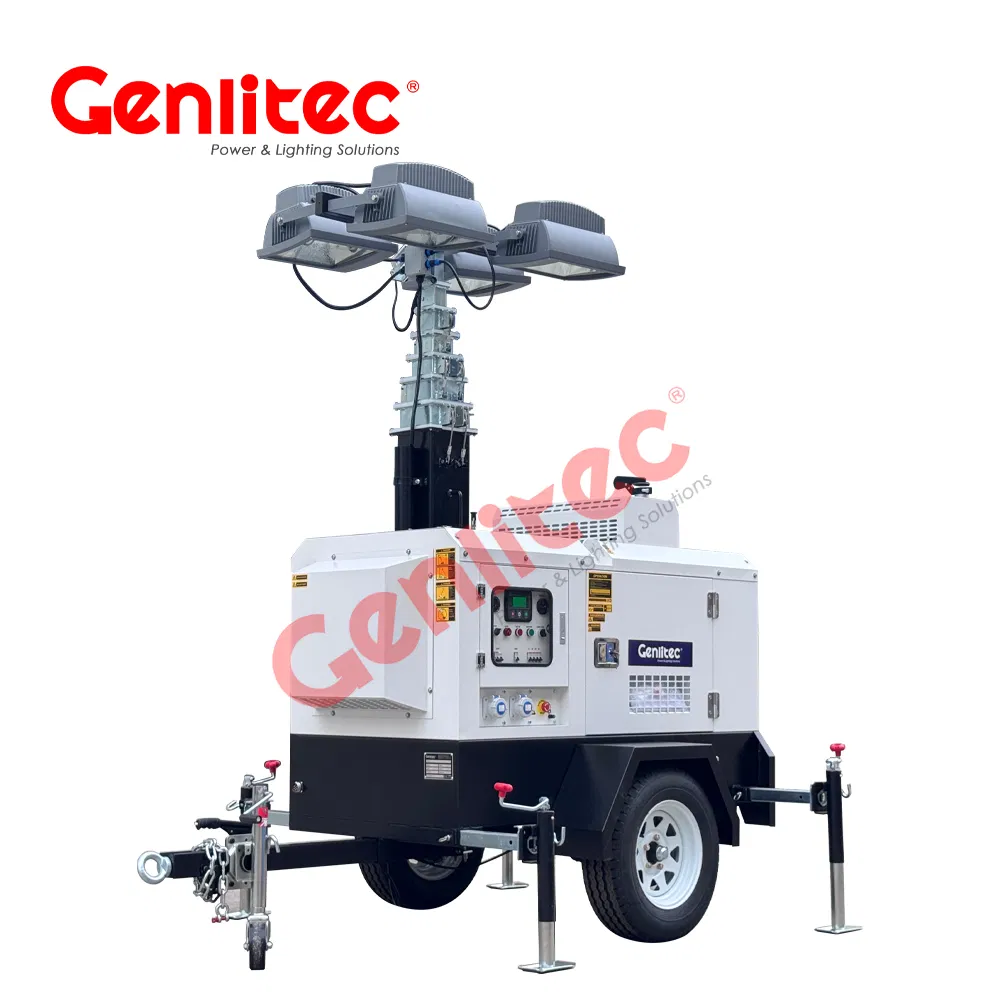 Outdoor Portable Tower Lights 8m Hydraulic Lifting Mast Kubota D1105 Engine 4X1000W Metal Halide