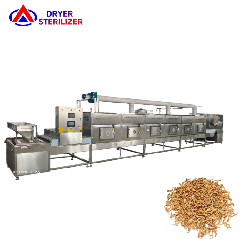 Continuous Dryer Belt Conveyor Dehydrator Microwave Drying Machine Oven for Mealworms Hermetia Illucens