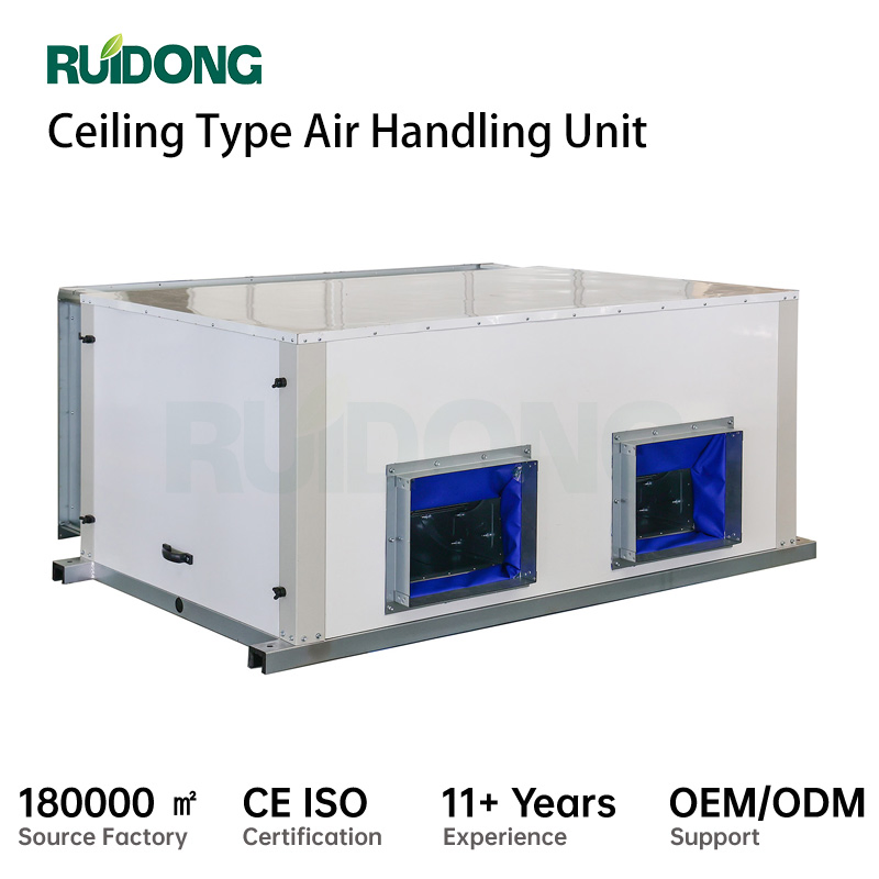 Unità di trattamento aria (AHU) a flusso a getto per HVAC a montaggio a soffitto per raffreddamento e riscaldamento