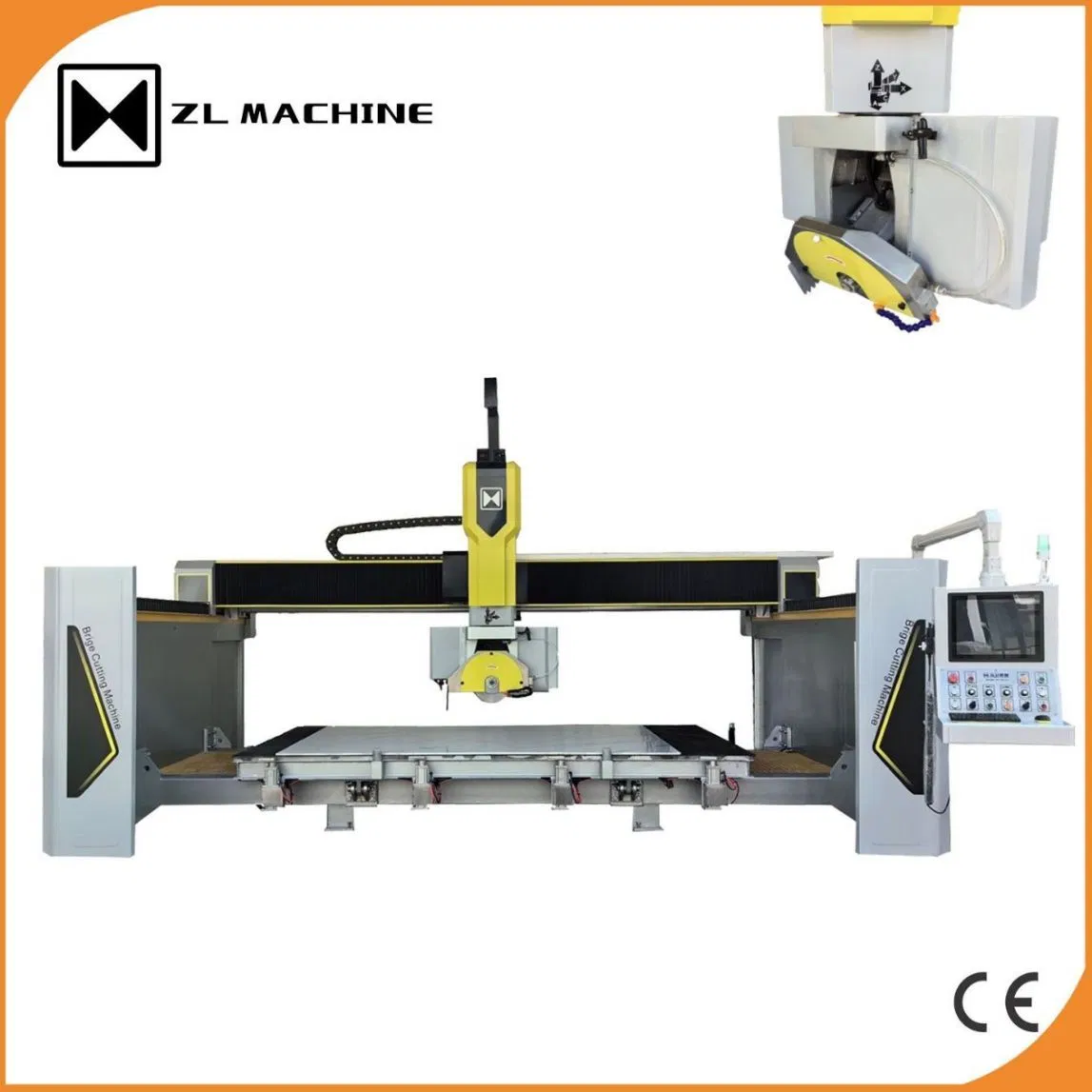Scie à pont CNC intelligente automatique monobloc 4 axes/5 axes pour la découpe de plans de travail en granit, quartz et marbre, de dessus de vanité et d'escaliers