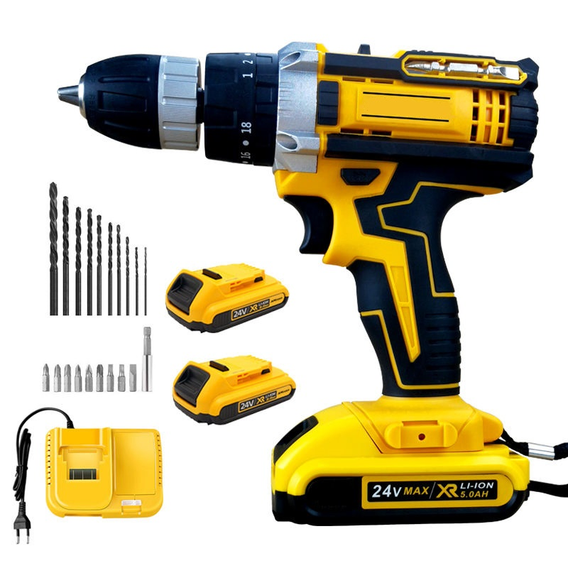 Brushless Cordless Impact Drill 16V with LED Light Industrial Power Tool Set