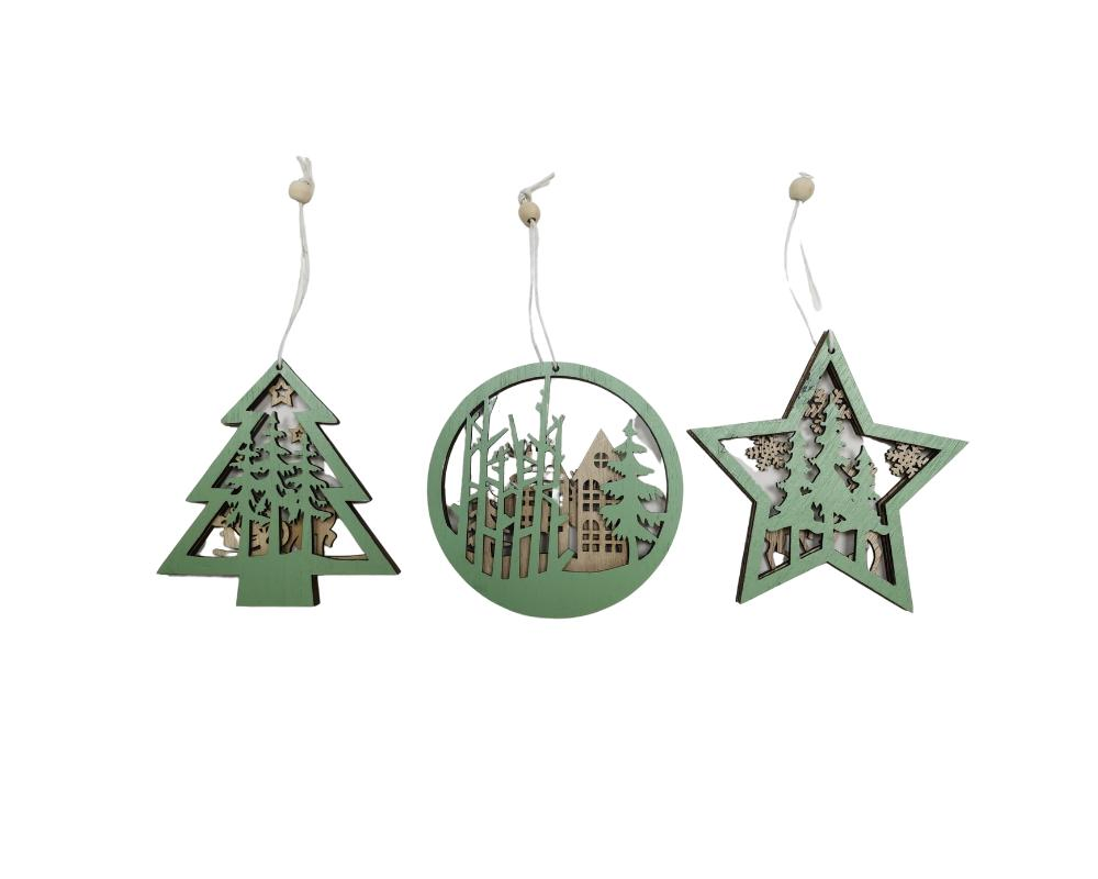 Wooden Christmas Tree Craft Pendant Wood Chips
