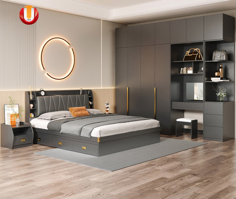Modern Wooden Double Queen King Size Bedroom Bed