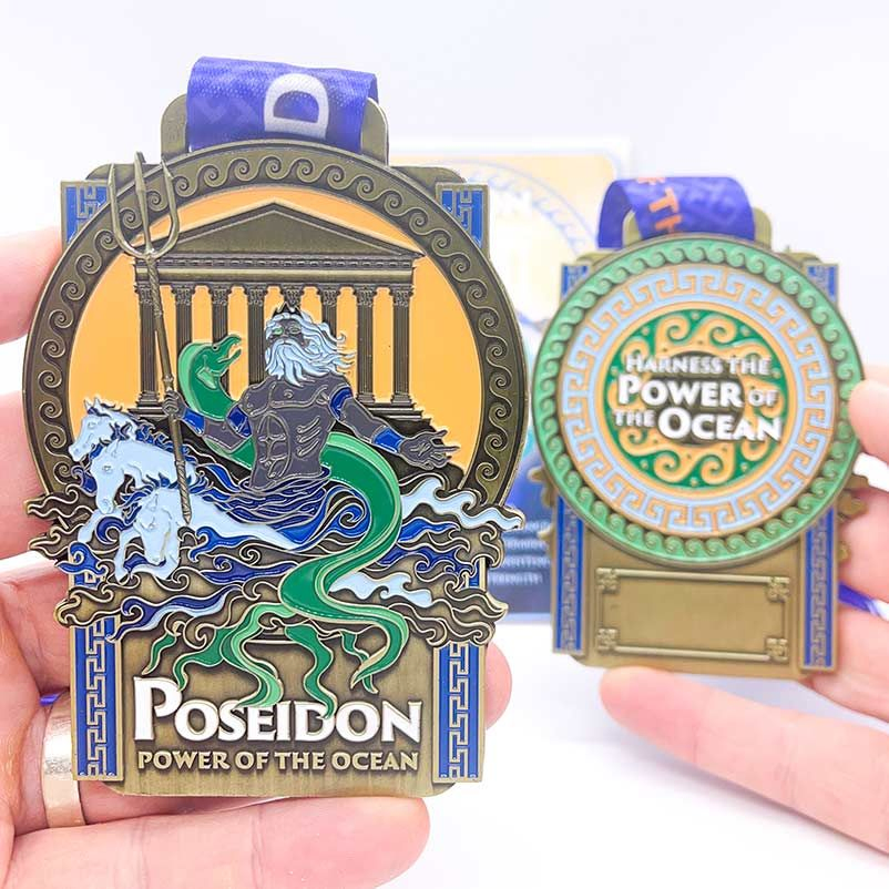 Custom Track and Field Ribbons Die Struck Silver Badminton Event Medallion