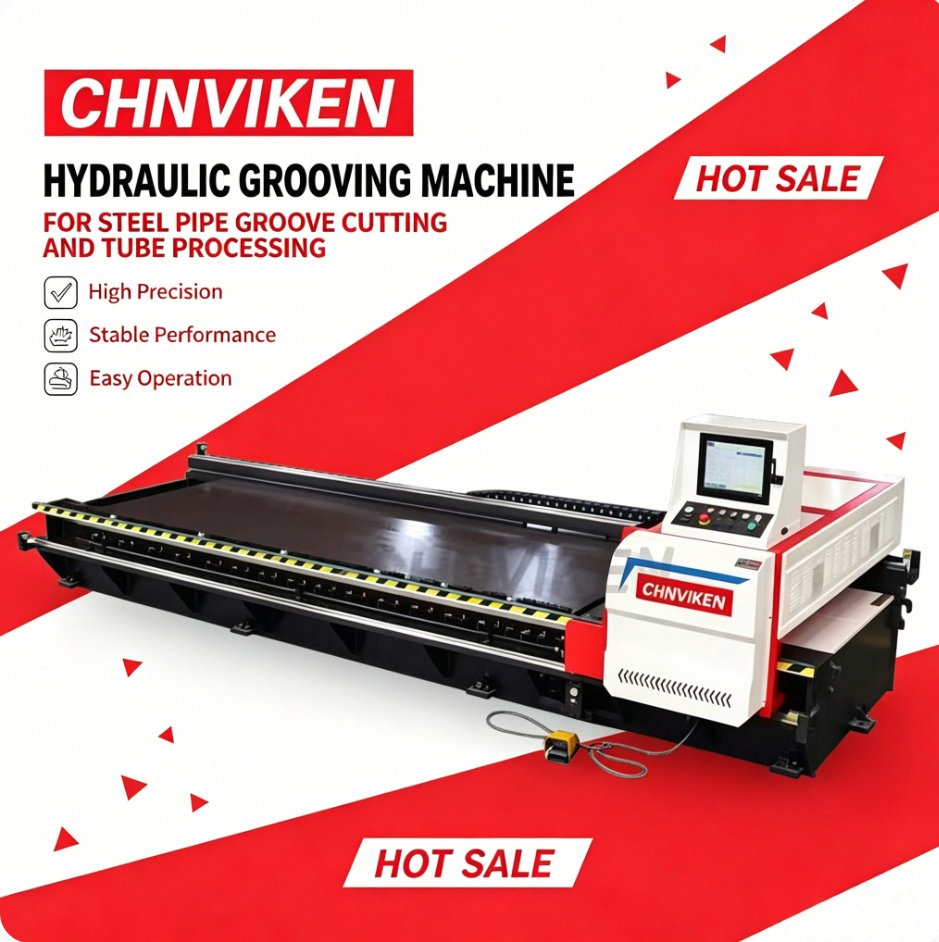 Hydraulic Steel Pipe Groover Machine, Industrial Tube Slot Cutting Notching Equipment, Metal Pipe Grooving Processing Machine