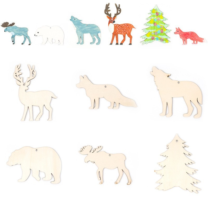 Hand-Painted Wooden Animal Ornaments Christmas DIY Craft Kit