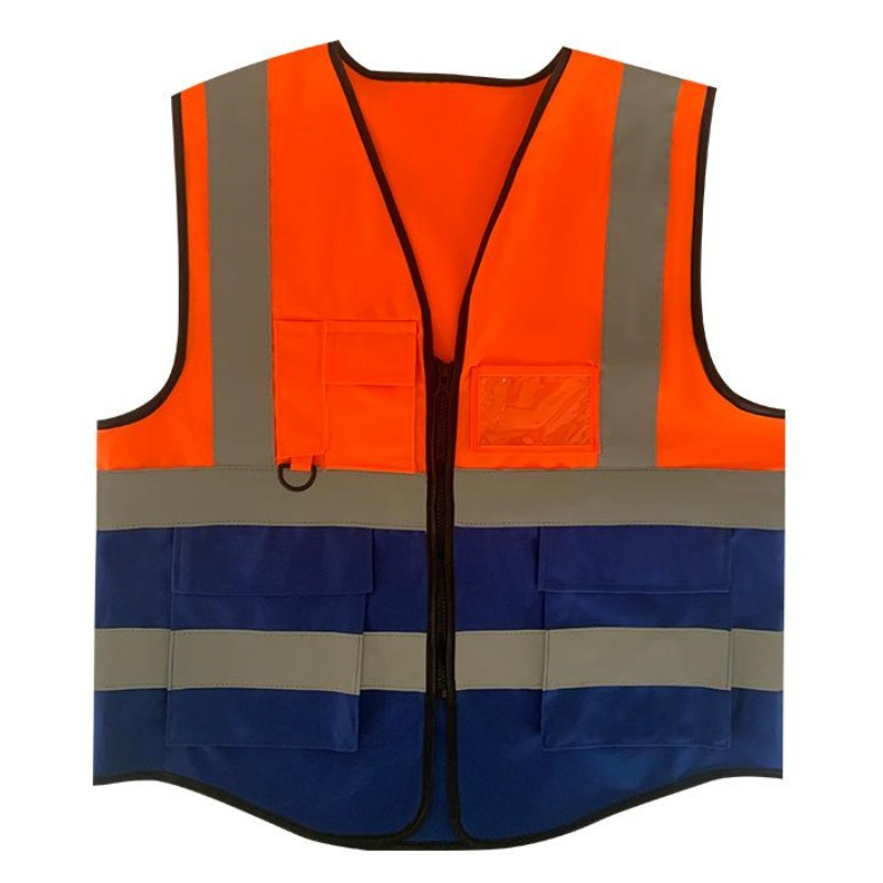 High Visibility Men Work Vest with Reflective Stripes for Night Activities