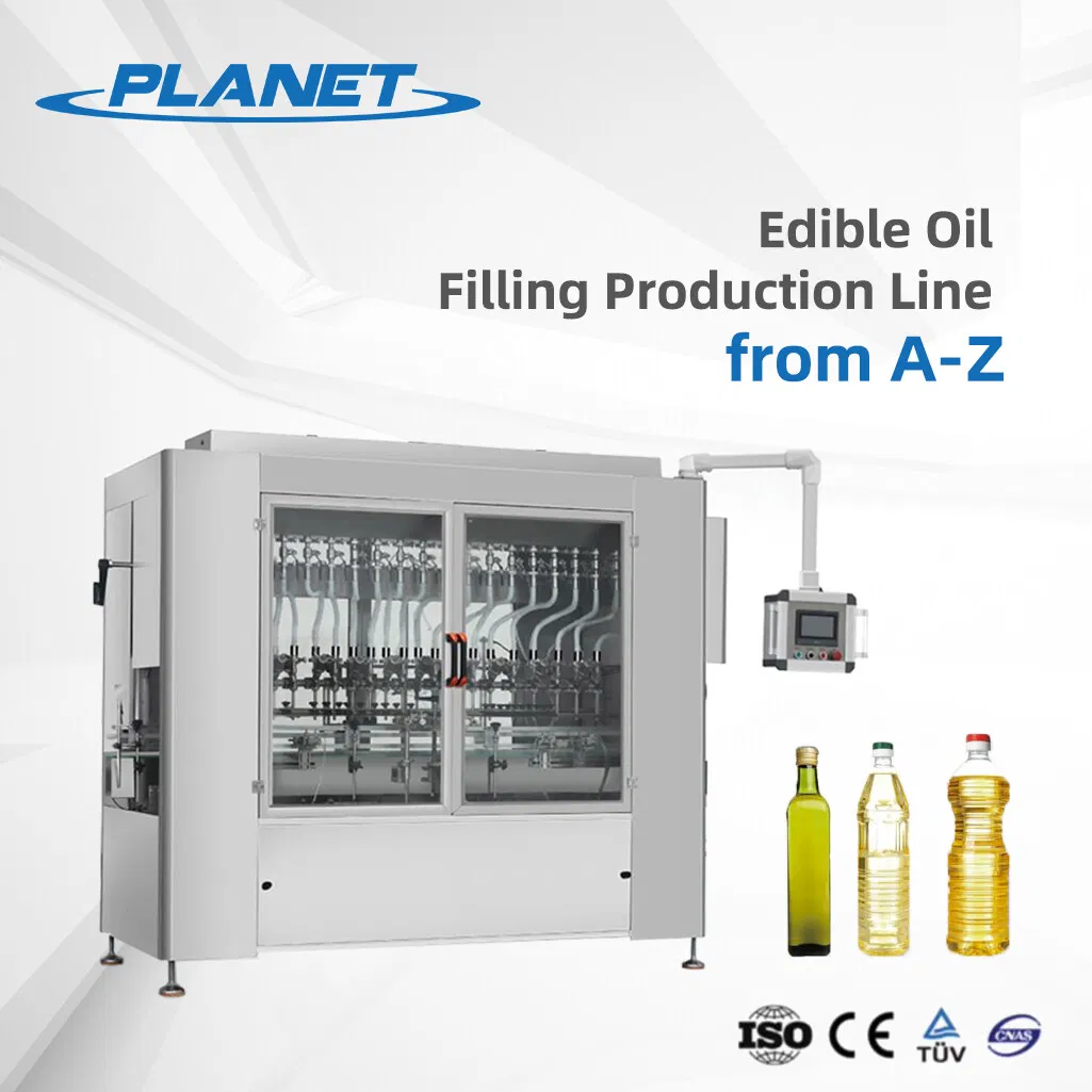 Cooking Edible Oil Plastic Bottle Volumetric Piston Filling Bottling Capping Machine, Edible Oil Filling Sealing Capping Labeling Packaging Packing Machine