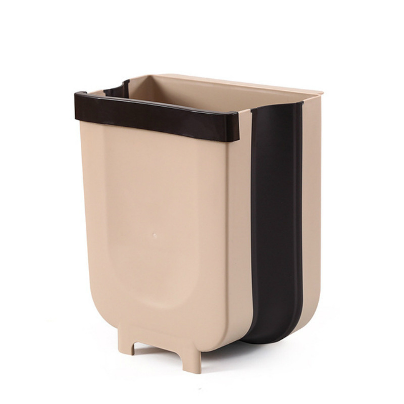 Folding Door Hanging Trash Bin Wall Mounted Waste Trashcan for Kitchen Bathroom Toilet Car Storage