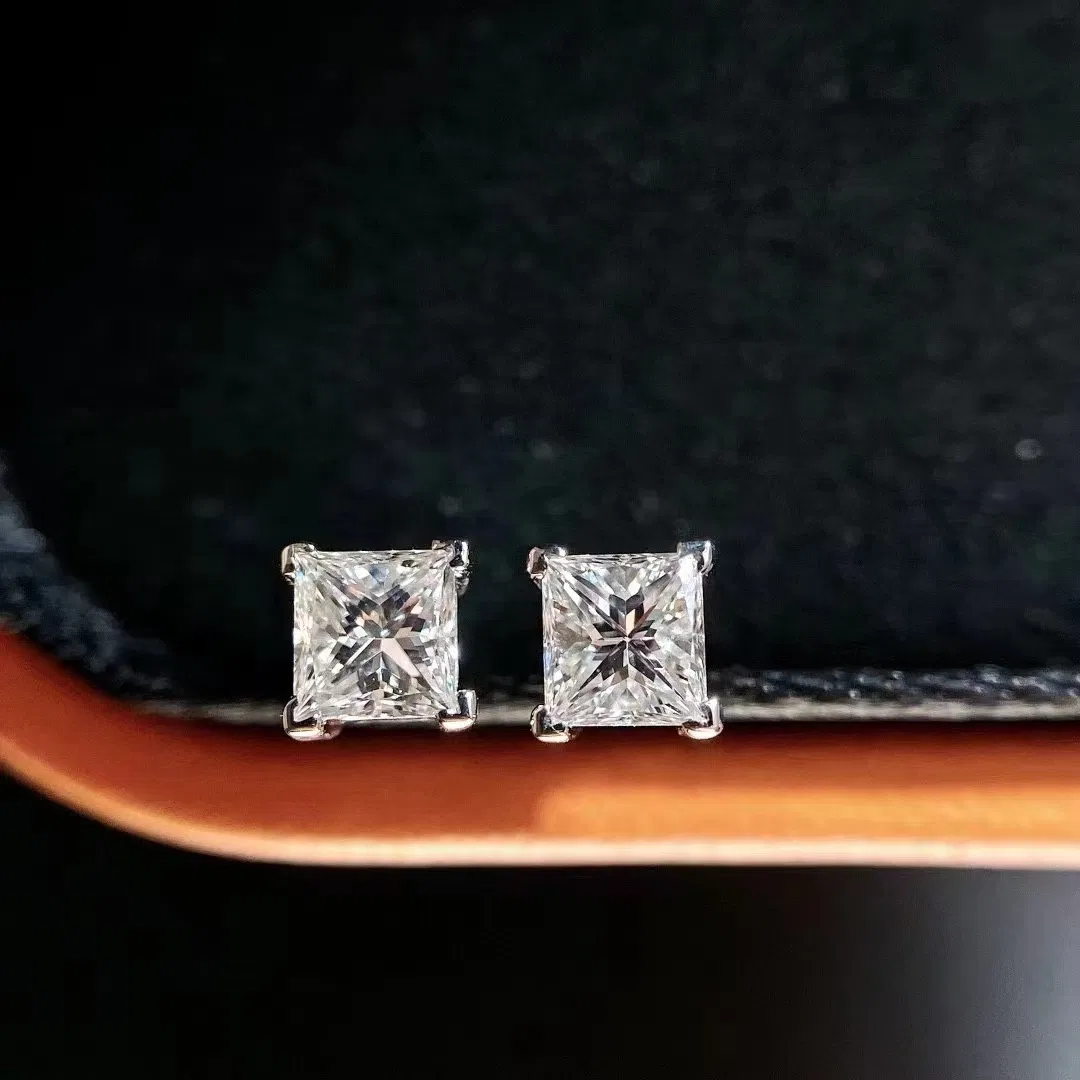 Pendientes de diamantes personalizables con diamante redondo y princesa cultivado en laboratorio