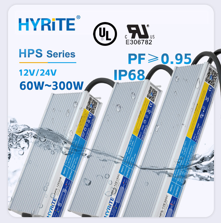 UL Certificate Wide Input Voltage IP68 Waterproof LED Driver Pfc High Power Factor 12V 24V 60W 100W 150W 200W 300W Switching Power Supply
