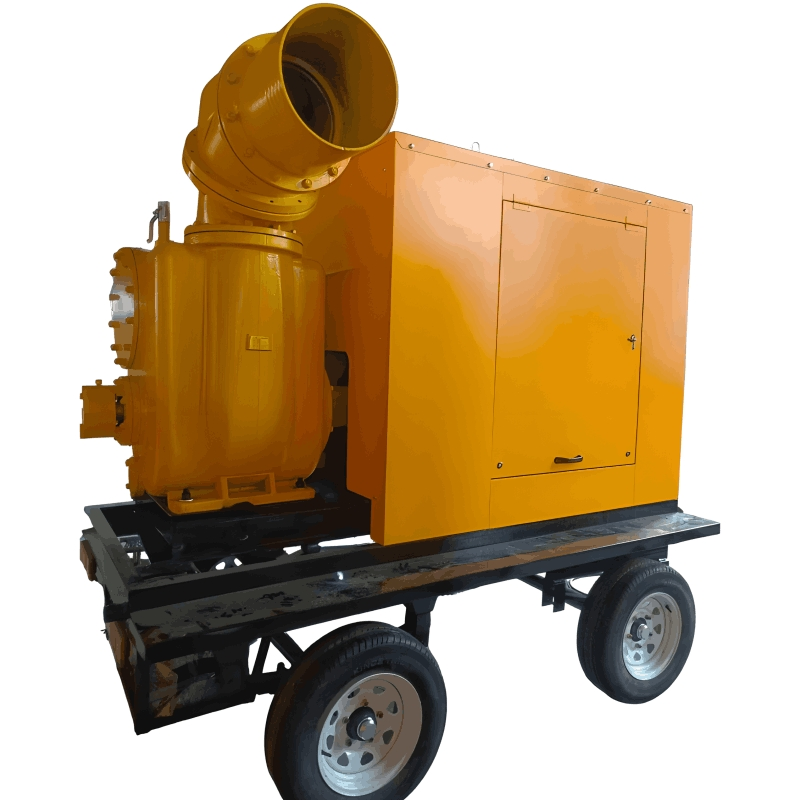 High Flow 4 Wheels Strong Self Suction Trash Pump for Flood Project