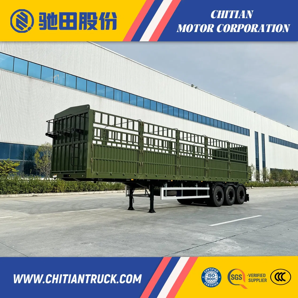 Custom Drop-Side Wall Fence Semi Truck Trailer for Agricultural and Produce Transport