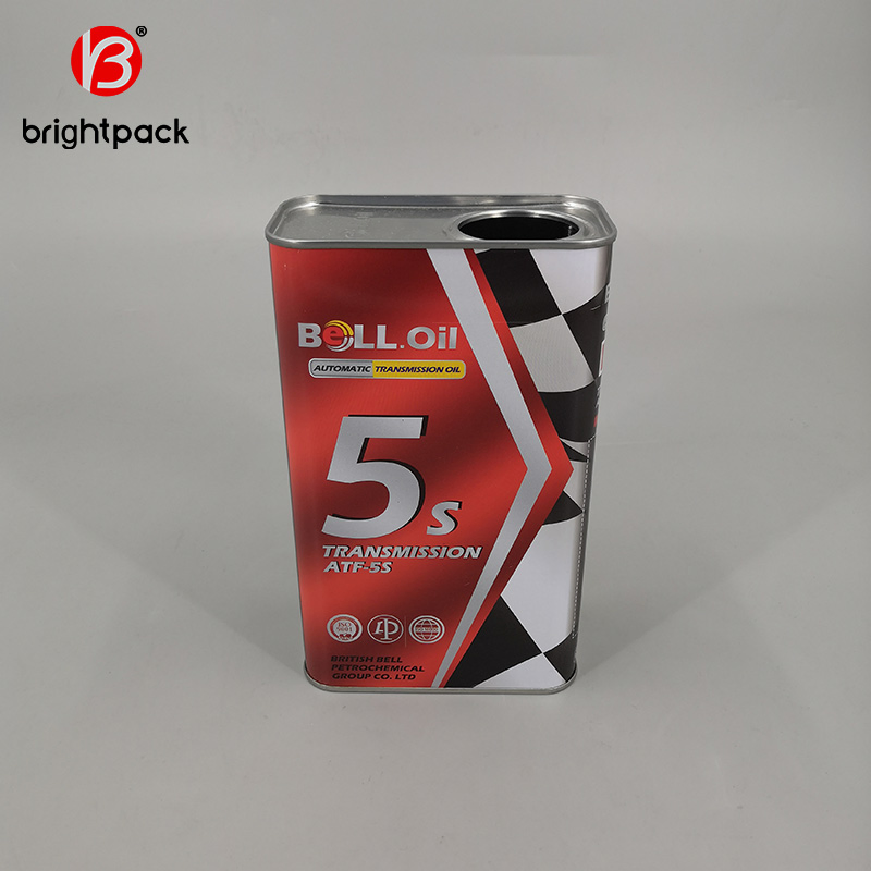 Rectangular F-Style 1L Square Metal Tin Oil Can for Chemicals and Engine Oil