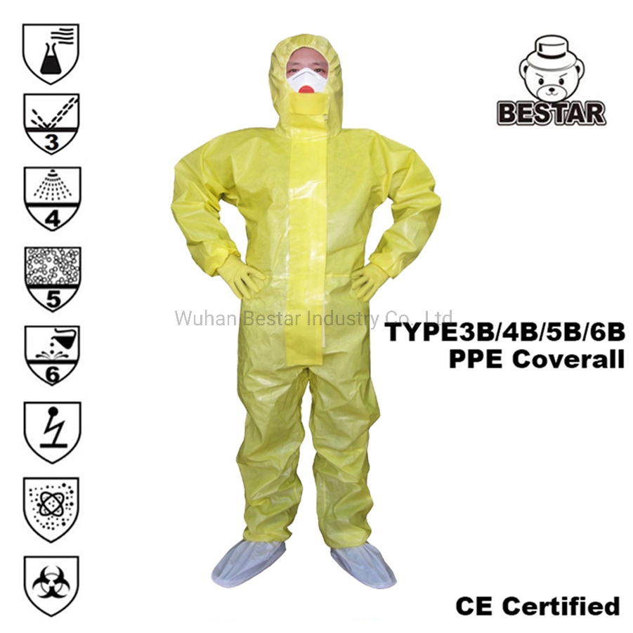 Disposable Virus Protection Type 3b/4b/5b/6b Protective Chemical Coverall