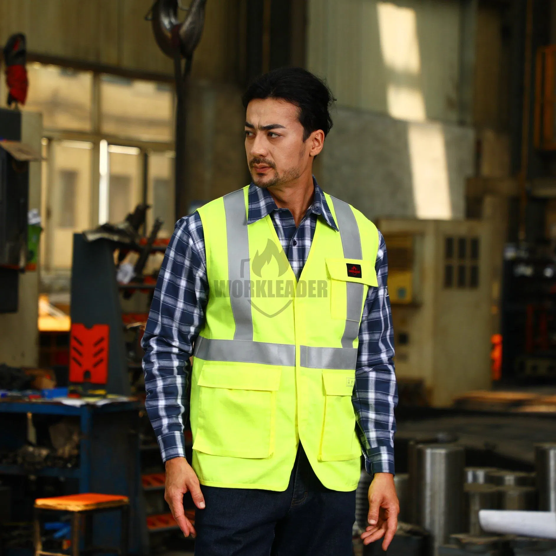 Chaleco protector multibolsillo de seguridad reflectante para construcción de carreteras petroleras