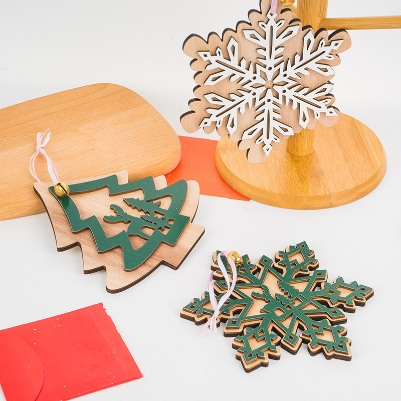 Creative Hollow Christmas Hanging Ornament - Wooden Snowflake Decoration for Party, Home, and Store Christmas Tree Decor