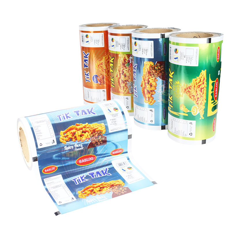 Film plastico stampato su misura per imballaggio alimentare in rotolo per patatine, biscotti