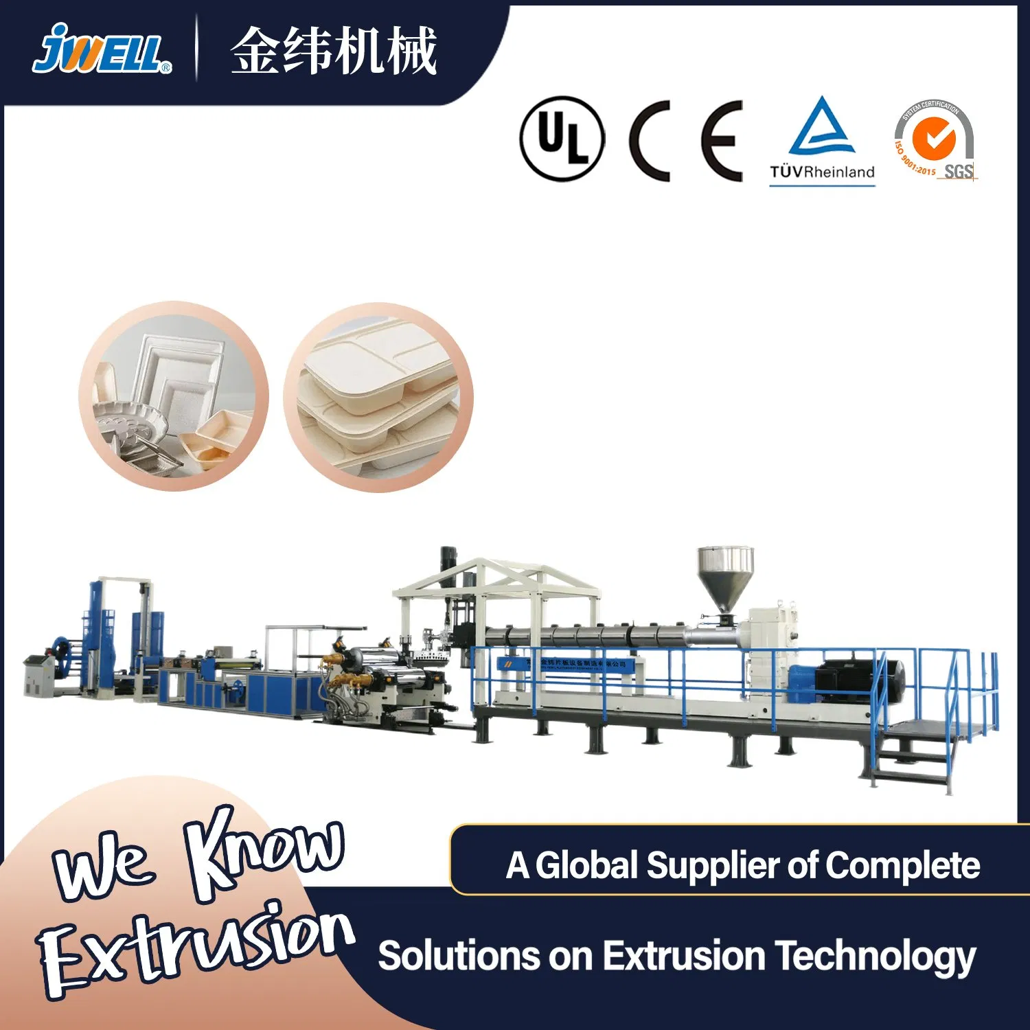 Máquina de extrusión de plástico para láminas/placas/tableros degradables ecológicos de PLA para la industria de características reciclables
