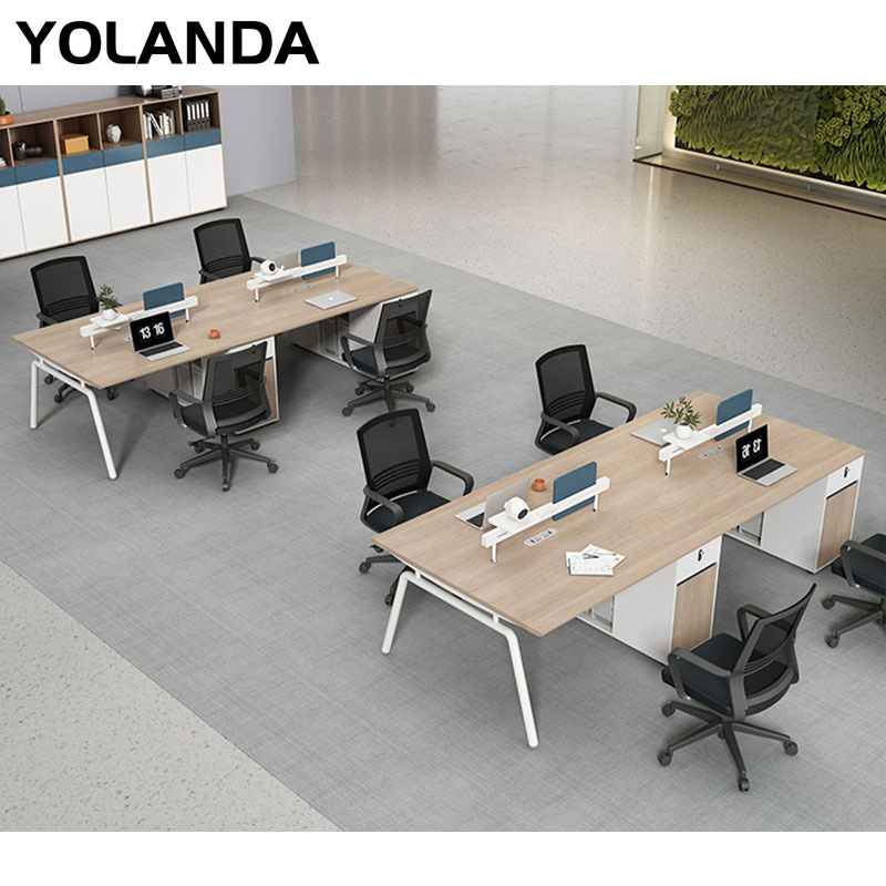 Yolanda Modern 2 Person Metal Staff Executive Office Home Table Desk with Drawers