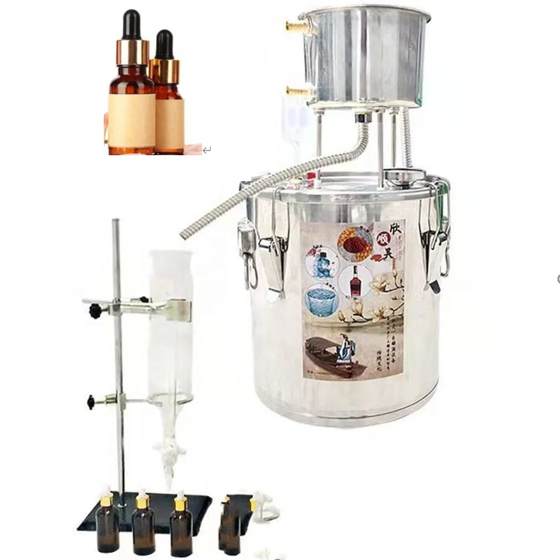 Machine de fabrication d'huiles essentielles en acier inoxydable / Alambic à vapeur pour huiles essentielles