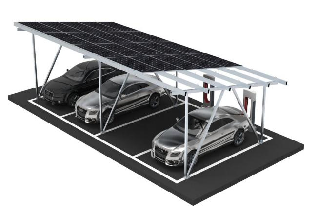 Structure de montage solaire au sol en aluminium pour parc de stationnement et abri de voiture, conception gratuite
