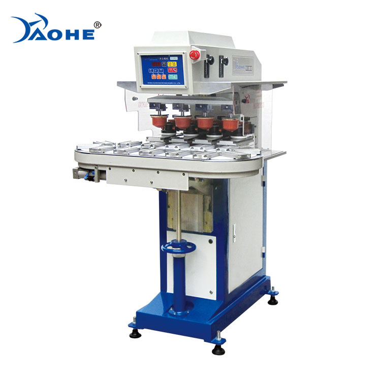4 Color Ink Cup Pad Printer with Conveyor Pad Printing Machine