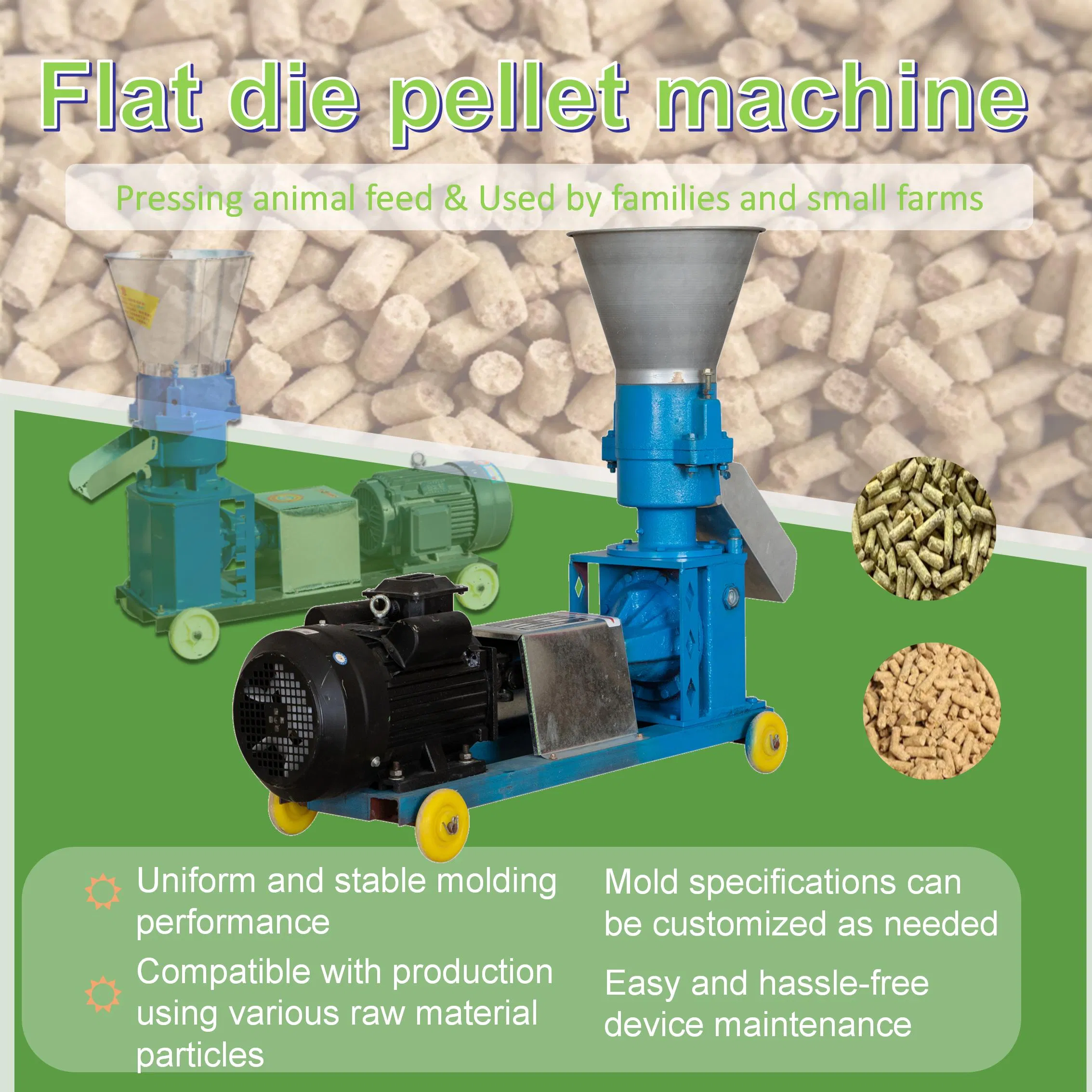 High Output Flat Die Poultry Feed Pellet Making Machine Small Flat Die Pellet Mill