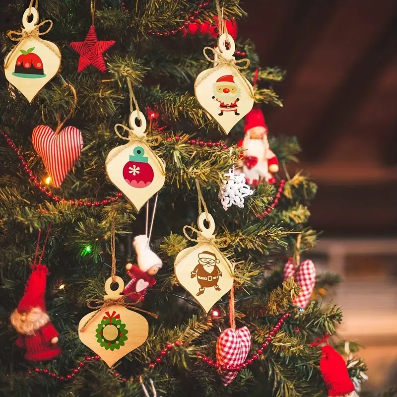 Pendenti di Natale a forma di cuore in pesca in legno per lavori fai-da-te