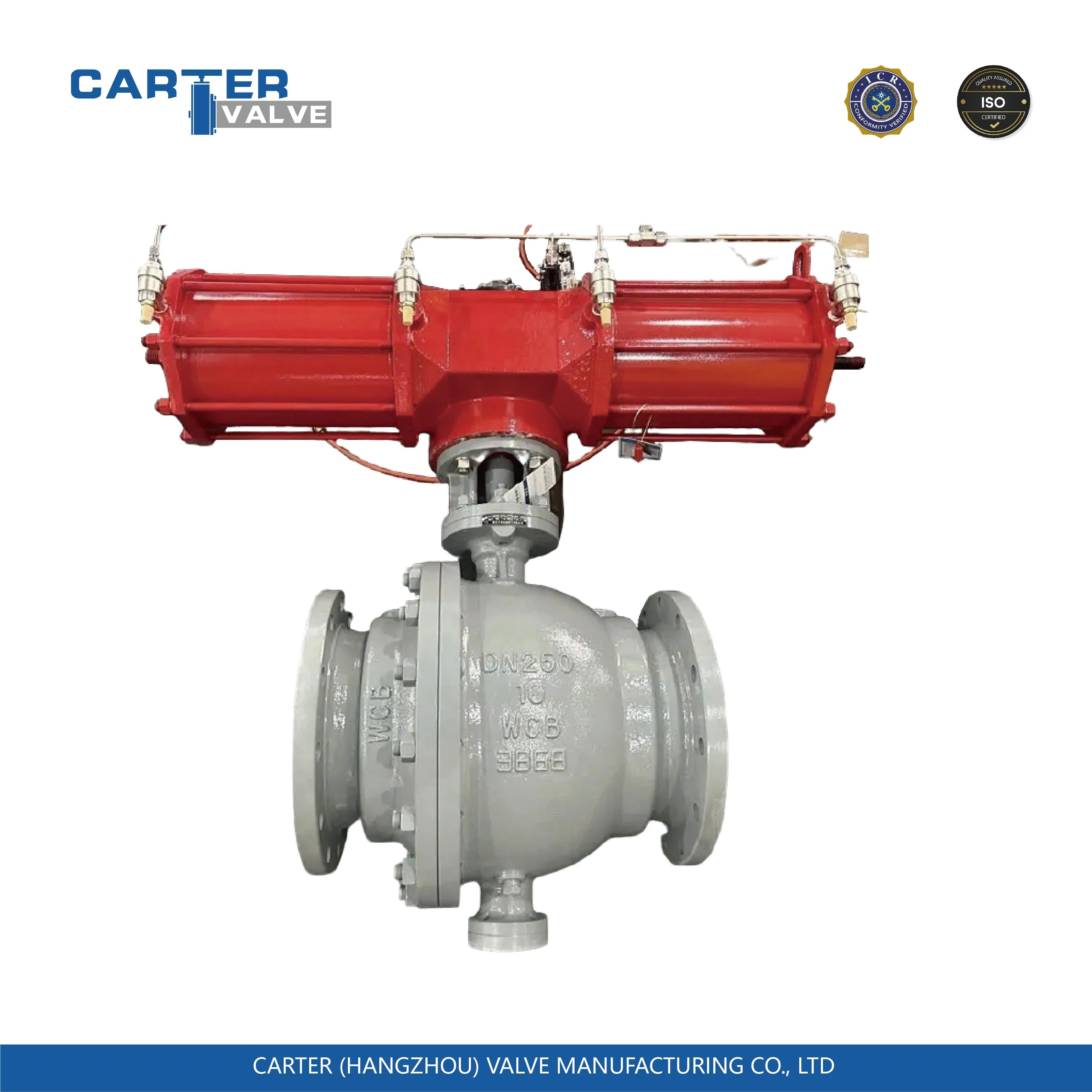 Valvola a sfera modulante montata su perno pneumatico, acciaio al carbonio WCB / acciaio inossidabile CF3 CF8, flangia RF, alta temperatura e alta pressione, sede dura e morbida