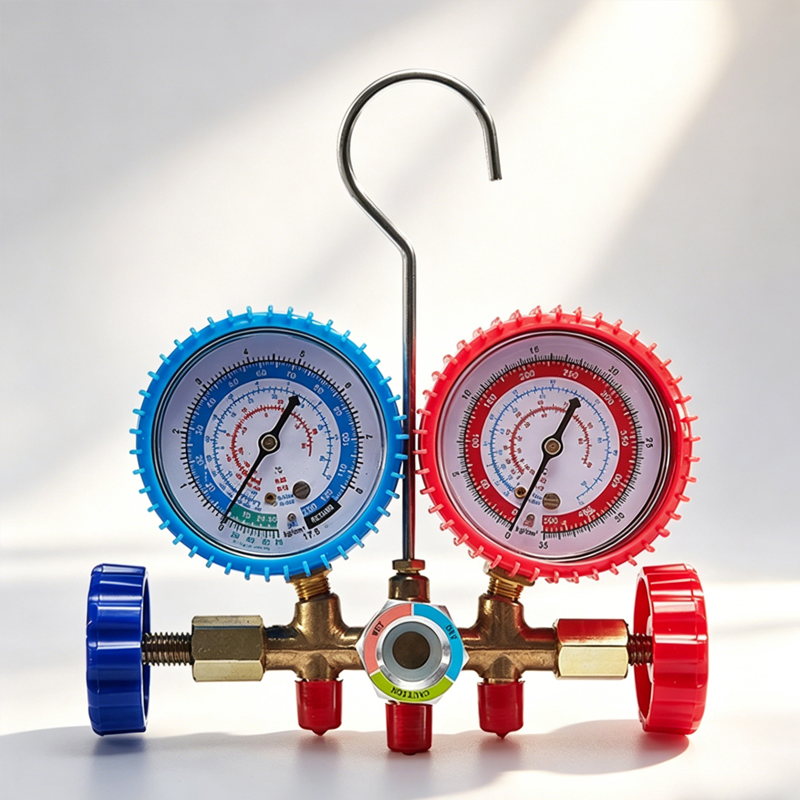 R404A China Trump Red and Blue Painted Brass Manifold Gauge