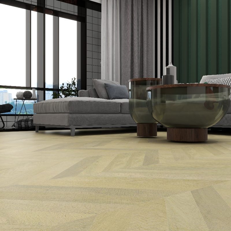 White Oak Multi Layer Brushing UV Coating Finish 15mm Thickness Chevron Contemporary Modern Style Bright Engineered Wood Flooring