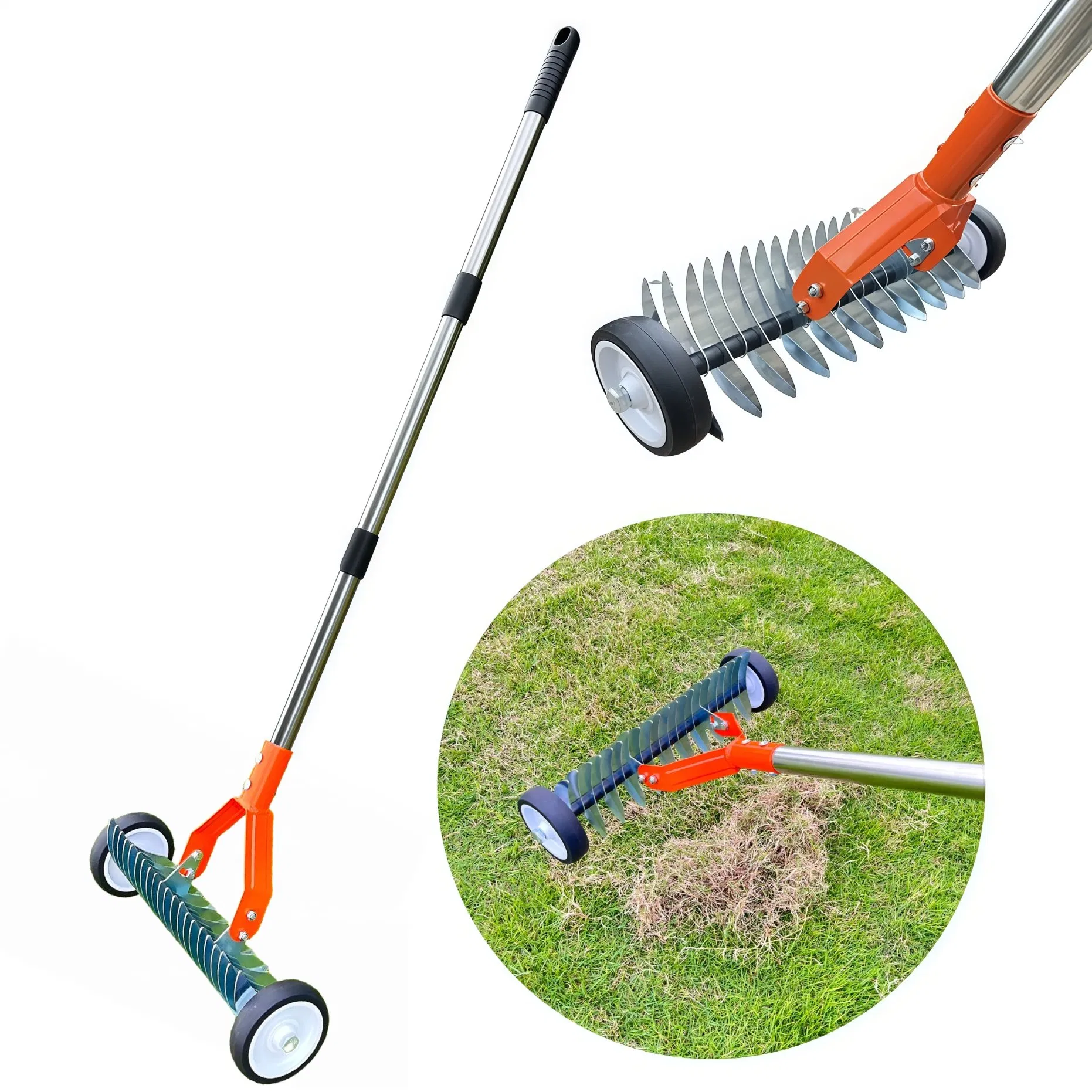 Gartenvertikutierer mit Rädern zur Rasenfilz- und Grasentfernung