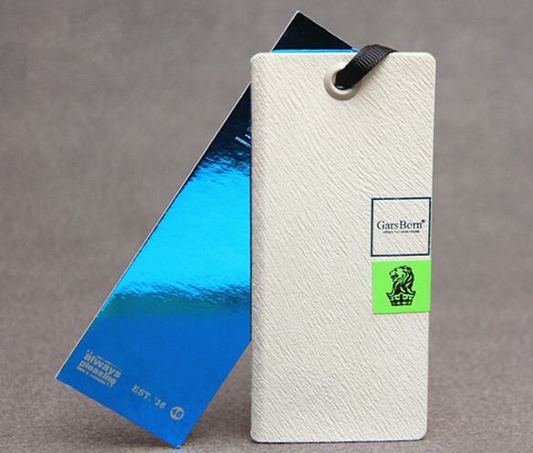 Custom Textured Paper Card Clothing Hangtags with Drawstring (ST-012)