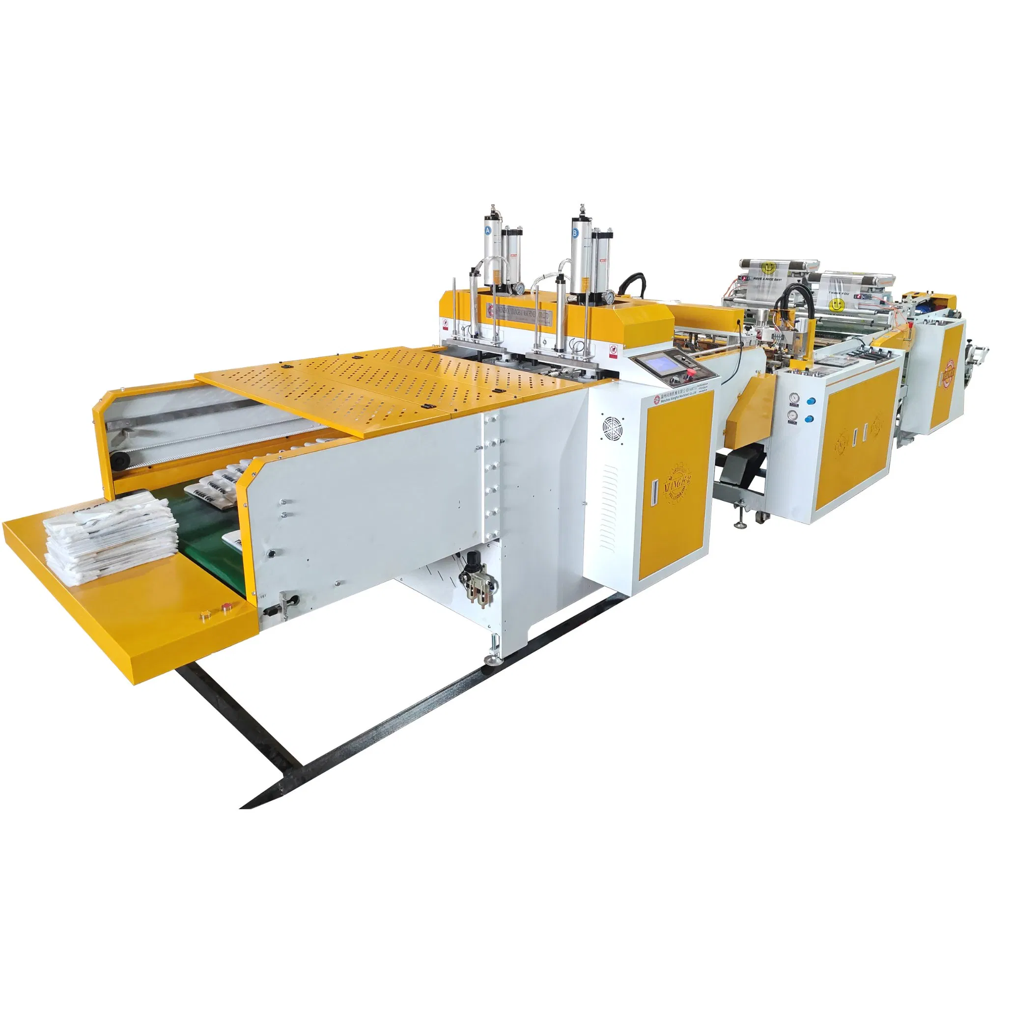 High Speed Double Tracks Heat Sealing Heat Cutting Vest Handle T-Shirt Bag Making Machine