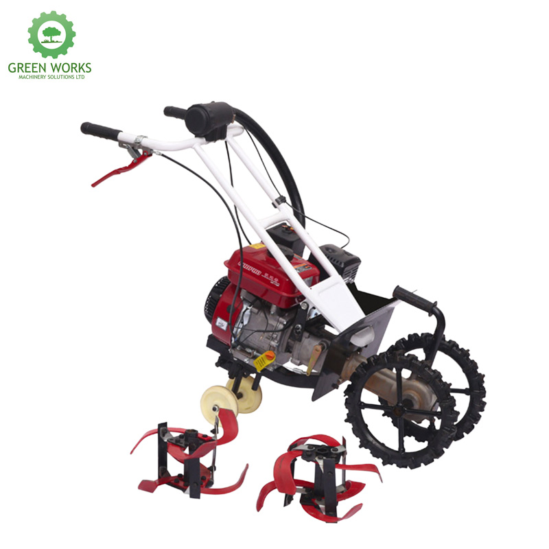 Hand-Pushed Portable 4WD Micro Farm Garden Tiller Cultivator for Agri Ditching, Loosening & Grass Hoeing