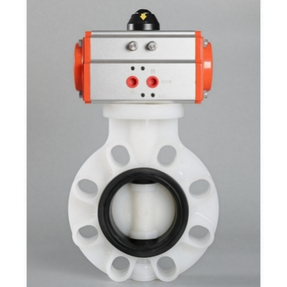 PVDF Pneumatic Control Wafer Butterfly Valve for Industrial Process Control