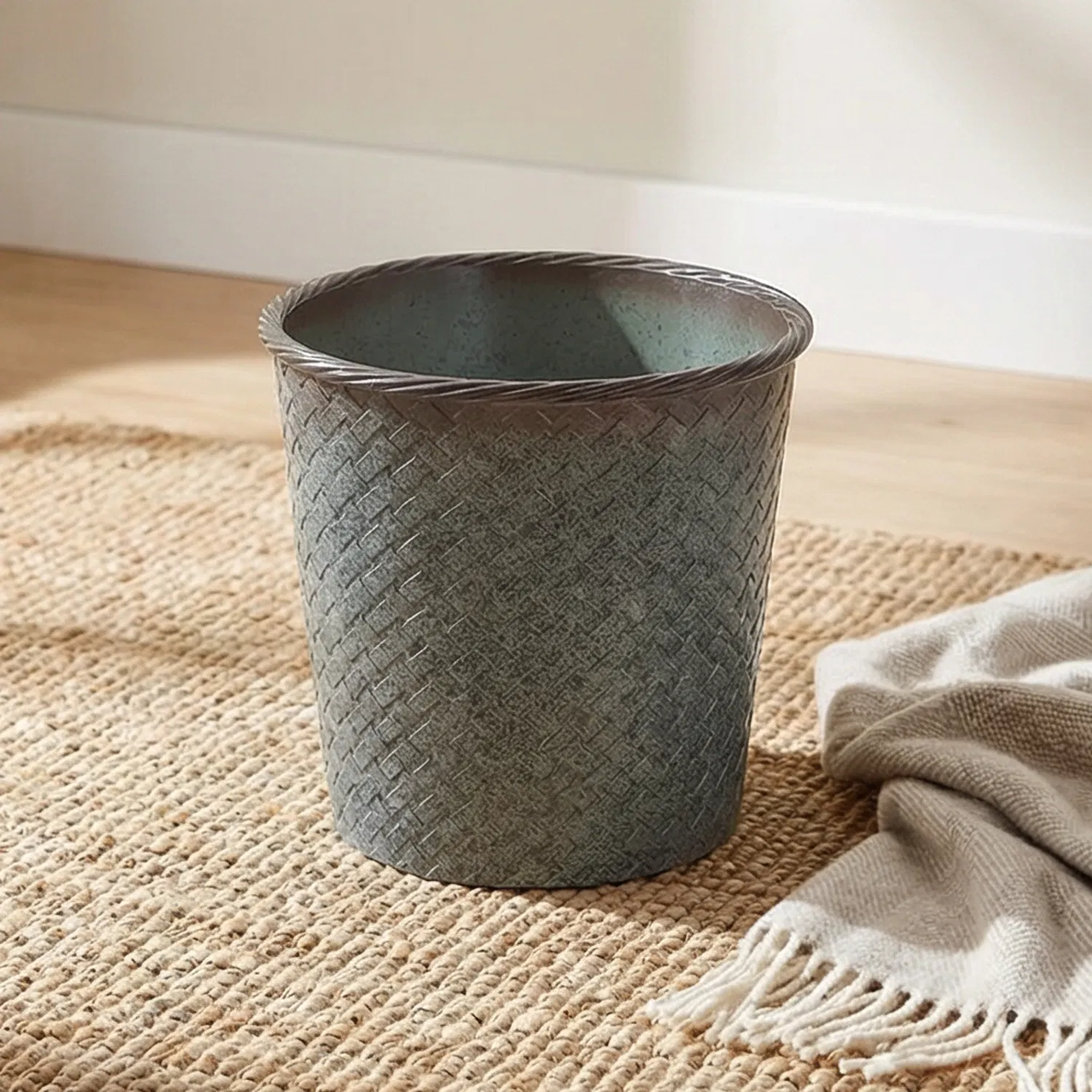 Grey Flower Pot with Saucer for Garden Roses