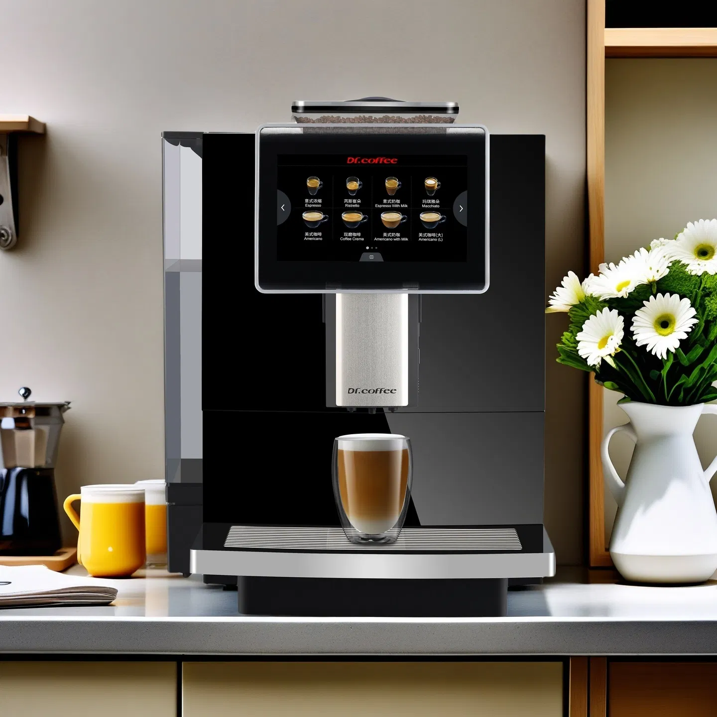 Dr. Coffee F10 Machine à café automatique commerciale pour bureau et hôtel, broyeur à grains, café en tasse
