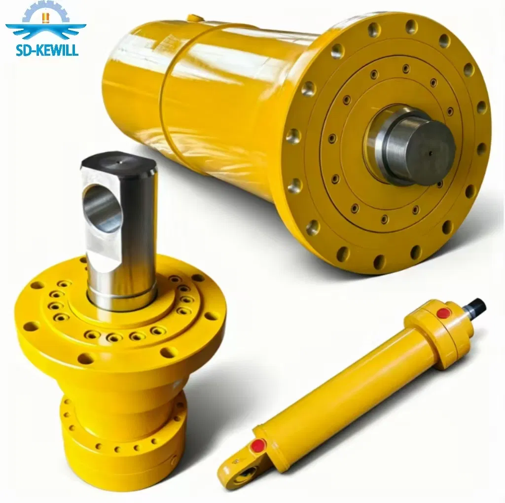 Large Industrial Yellow Hydraulic Cylinder with Pump Station for Shipyard and Power Plant Applications