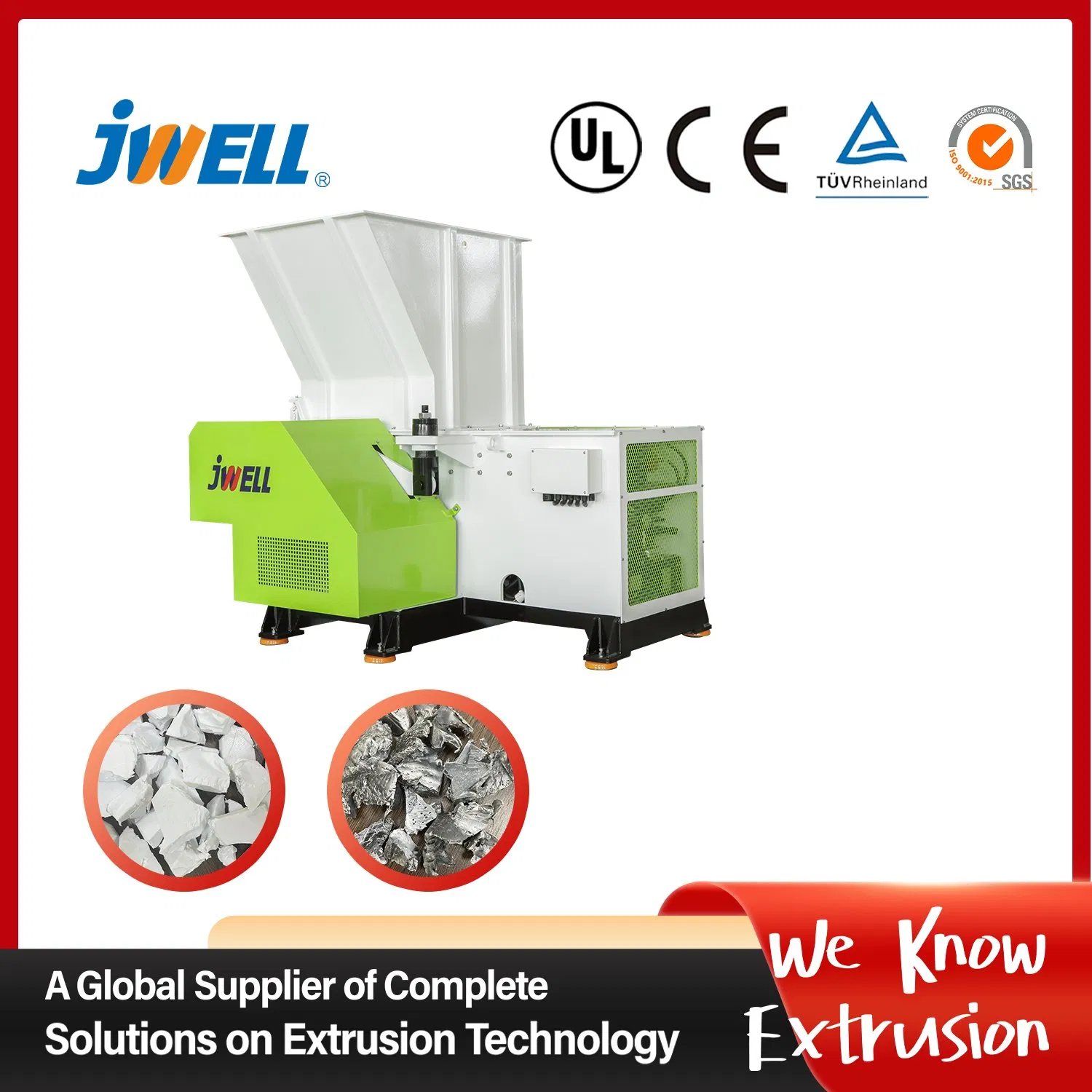 Jwell High Output Small Single-Shaft Plastic Disintegrator Shredder