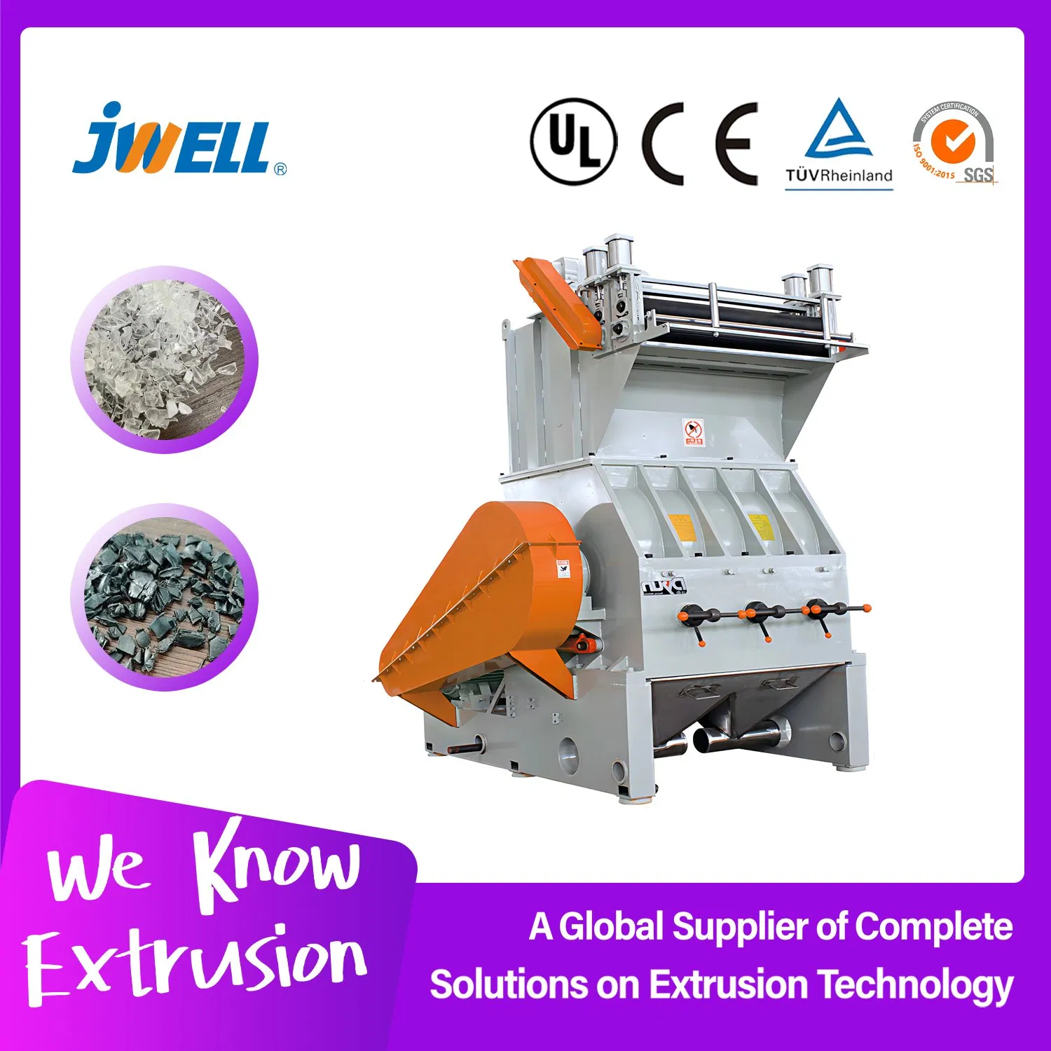 Jwell Dyps-P Series Sheet Crusher with a Set of Traction Devices