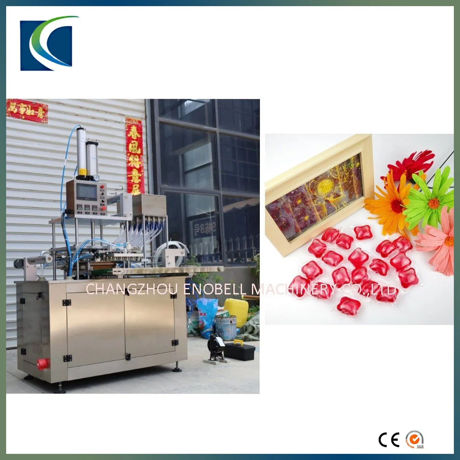 Macchina automatica per il confezionamento di pod in film idrosolubile in PVA a doppia camera per detersivo liquido per bucato e detergente per pavimenti