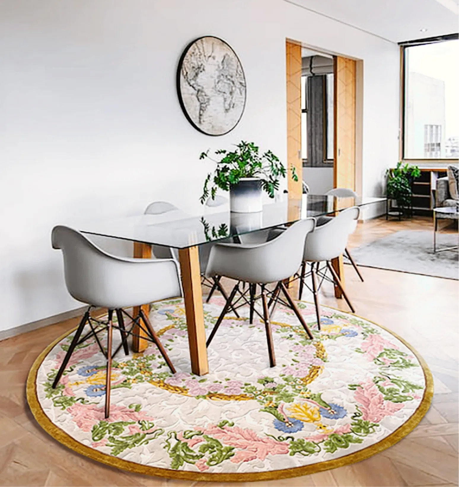Tappeto Moderno in Lana Annodato a Mano per Soggiorno dal Design Contemporaneo