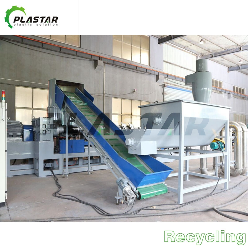 Two Stages Noodle Cutting Type PP PE Film Plastic Pelletizing Recycling Line