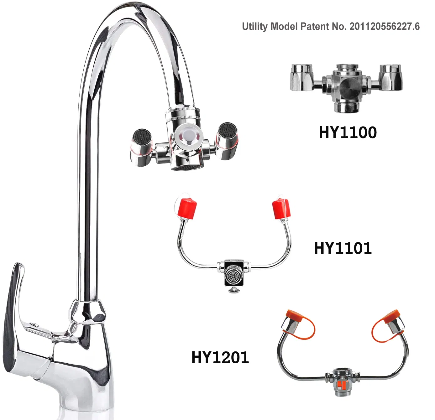 Eye Wash Station with Covers Faucet Mounted Eyewash Station Sink Attachment Continuous Flow Emergency Eye Flush Shower